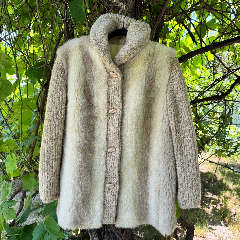 Vintage 70’s / 80’s faux fur and knit teddy jacket
